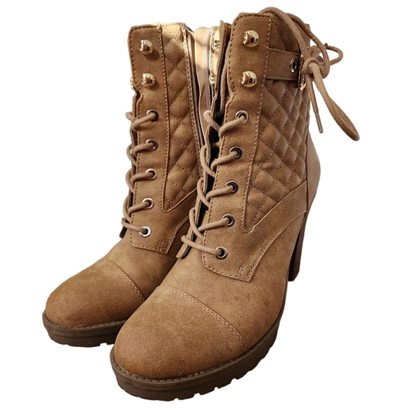 ❤️Guess Tan Brown Heeled Booties☆ - Picture 2 of 5